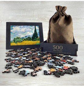 Wheatfield with Cypresses - Vincent van Gogh Irregular Wooden Jigsaw Puzzle